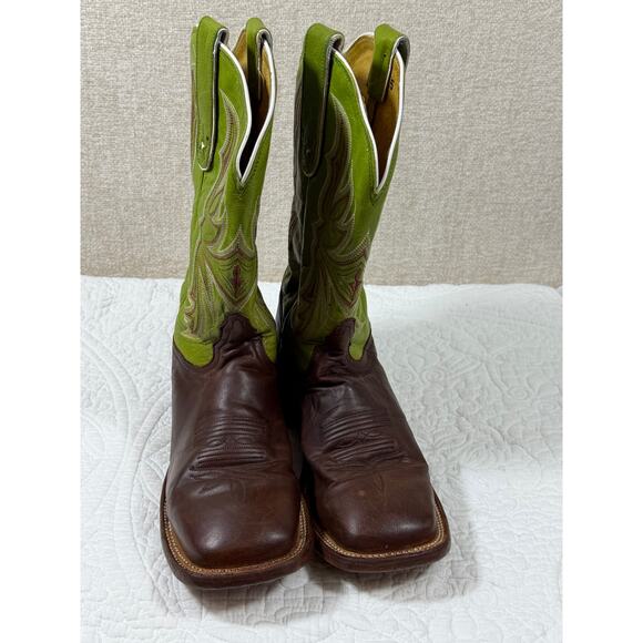 Tony Lama Men’s 8B Green Brown TL3031 Leather Western Cowboy Boots Handmade - Picture 7 of 11